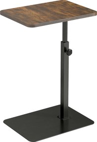 HOMCOM Mesa Lateral em Forma de C, Altura Ajustável, Mesa para Sofá em Metal, Ideal para Espaços Pequenos, Sala e Quarto, Castanho Rústico | Aosom Portugal