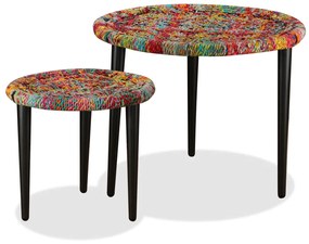 244213 vidaXL Conjunto mesas de centro 2 pcs detalhes chindi multicor