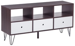 Móvel de TV com 3 gavetas e 3 prateleiras em madeira escura e branco FOSTON Beliani