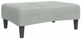 Sofá-cama 2 lugares c/ apoio de pés veludo cinza-claro