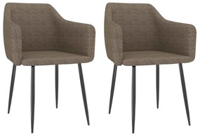 vidaXL Cadeiras de jantar 2 pcs tecido cinzento-acastanhado