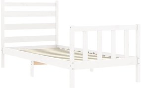 Cama sem colchão 100x200 cm madeira de pinho maciça branco