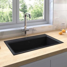 Pia de Cozinha Preta 790x500x193 mm Granito
