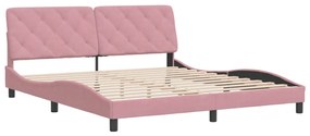 Estrutura de cama c/ cabeceira 180x200 cm veludo rosa