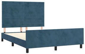 Estrutura de cama sem colchão 140x190 cm veludo azul-escuro