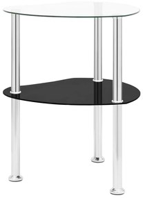 Mesa apoio 2 prateleiras 38x38x50cm vidro temp. transp./preto
