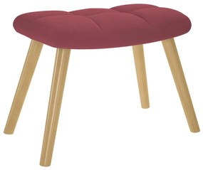Cadeira de baloiço com apoio de pés tecido vermelho tinto