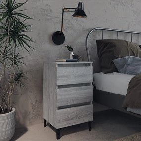 vidaXL Mesas de cabeceira pernas metal 2 pcs 40x35x69 cm sonoma cinza