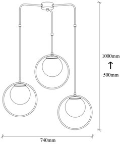 Candeeiro Chandelier Dolunay – Preto e Branco – Diâmetro 74 cm x Altur