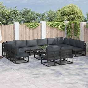 vidaXL Conjunto de Sofá de Jardim 12 pcs Preto 423 x 211.5 x 71 cm