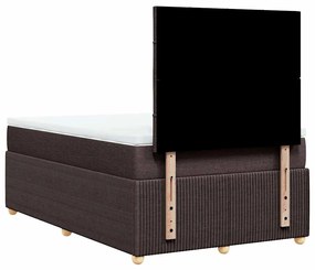 Cama boxspring com colchão 120x190 cm tecido castanho-escuro