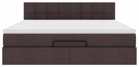 Cama Otomana com colchão&amp;LEDs 180x200cm tecido castanho-escuro