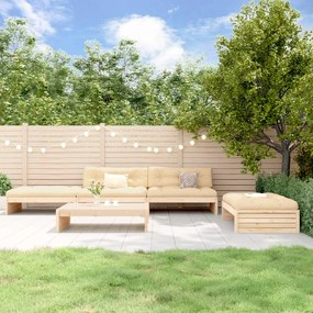 5 pcs conjunto lounge jardim com almofadões madeira maciça