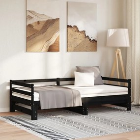vidaXL Estrutura sofá-cama de puxar sem colchão 90x190 cm preto