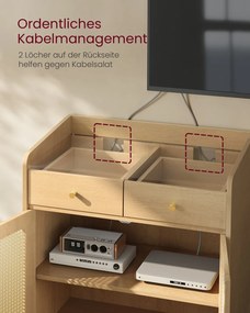 Aparador com portas em estilo Rattan 40 x 70 x 90 cm Coleção BOHOVEN bege carvalho