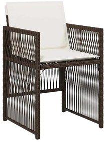 Conjunto de Jantar para Jardim 5 Peças com Almofadas Castanhas em Ratt
