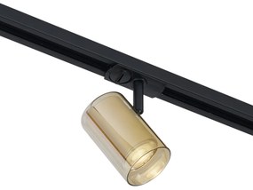 Foco moderno dourado com vidro âmbar para sistema de calhas monofásico - Iconic Lloyd Moderno