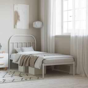 vidaXL Estrutura de cama com cabeceira 90x190 cm metal branco