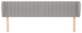 Cabeceira de cama c/ abas tecido 203x23x78/88 cm cinzento-claro