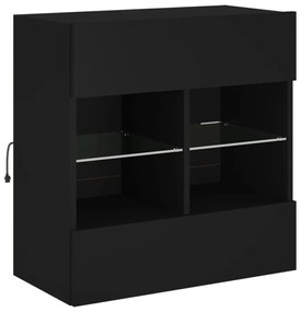 Móvel de parede para TV com luzes LED 58,5x30x60,5 cm preto