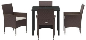 Conjunto de Jantar para Jardim com 5 Peças em Rattan Sintético Marrom
