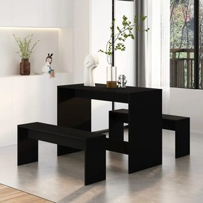 3 pcs conjunto de jantar derivados de madeira preto