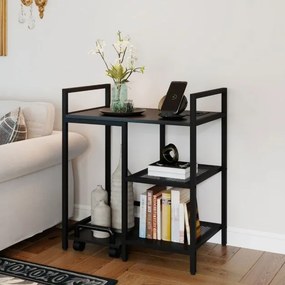 Suporte para impressora 63,5 x 40 x 72 cm com estação de carregamento de 3 níveis com rodas bloqueáveis Preto
