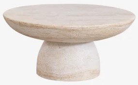 Mesa De Centro Redonda Ø70 Cm Em Cimento Zenadia Look Travertino - Sklum