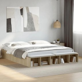 vidaXL Estrutura de cama 180x200 cm derivados madeira carvalho sonoma