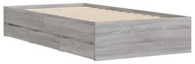 Estrutura de cama c/ gavetas derivados madeira cinza sonoma