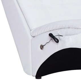 Chaise longue de massagem c/ almofada couro artificial branco