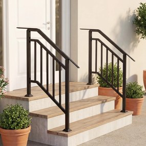 Conjunto de 2 Corrimãos de Proteção Lateral para Escadas, 96-104,5 x 9 x 133-99 cm, Ajustáveis, Preto