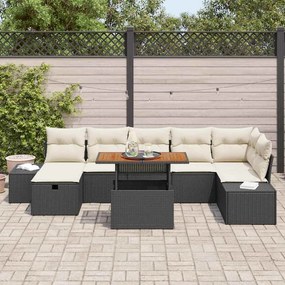 Conjunto de Jantar de Jardim 8 Peças com Almofadas de Rattan Sintético