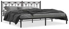 Estrutura de cama com cabeceira 200x200 cm metal preto