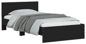 Estrutura de cama com cabeceira e luzes LED 100x200 cm preto