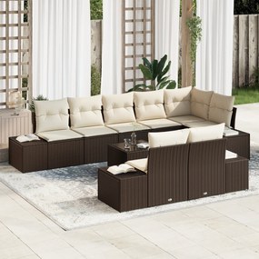 vidaXL Conjunto de Sofá de 8 Peças com Almofadas Cinza de Vime Sintético