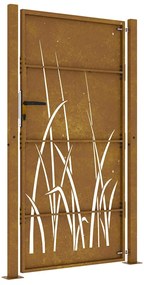 Portão de jardim 105x205 cm aço corten design erva