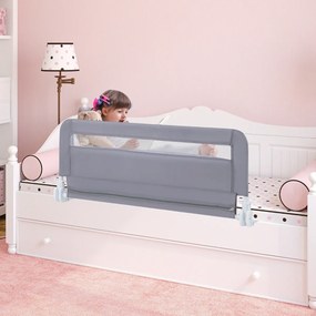 Barreira de Cama para Crianças Pequenas Dobrável de 100 cm com Capa Removível e Lavável e Correia de Segurança Cinzento