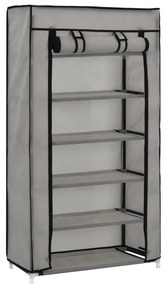 Sapateira com cobertura 58x28x106 cm tecido cinzento