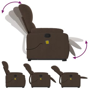 Poltrona de massagens reclinável elevatória microfibra castanho