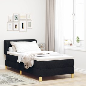 Cama Box Spring com Colchão - Preto, 90x190 cm, Tecido