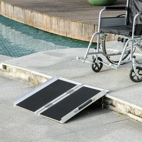 Rampa para cadeiras de rodas 60 C x 73 L x 5 A cm Rampa de acesso antiderrapante dobrável com bordas de segurança em alumínio Preta