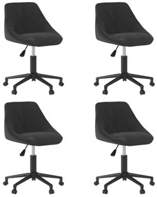 vidaXL Cadeiras de jantar giratórias 4 pcs veludo preto