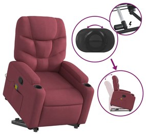 Poltrona de massagens reclin. elevatória tecido vermelho tinto