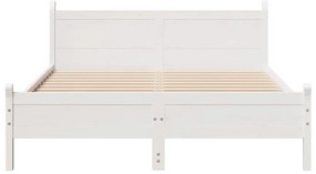 Cama sem colchão 140x190 cm madeira de pinho maciça branco