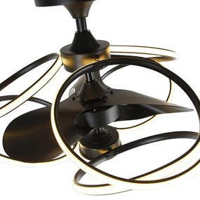 Ventilador de teto design preto com comando remoto incl. LED - Kauv Design