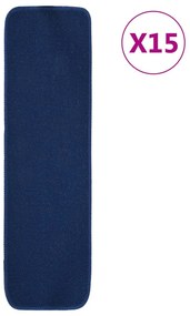 Tapetes antiderrapantes p/ escadas 15 pcs 75x20 cm azul marinho