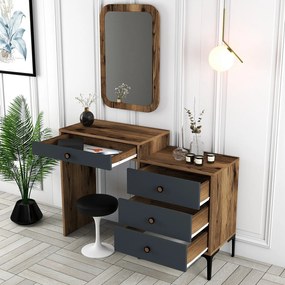 Cômoda Lizbon500 – Nogueira/Antracite – 124x84,7x40 cm