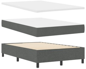 Cama Box com Colchão e Banco Cinza Escuro 120x190 cm Tecido