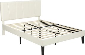HOMCOM Estrutura de cama casal 140 x 190 cm cama 2 pessoas cabeceira regulável sommier 150 x 198 x 101/106/111/116/121 cm creme | Aosom Portugal